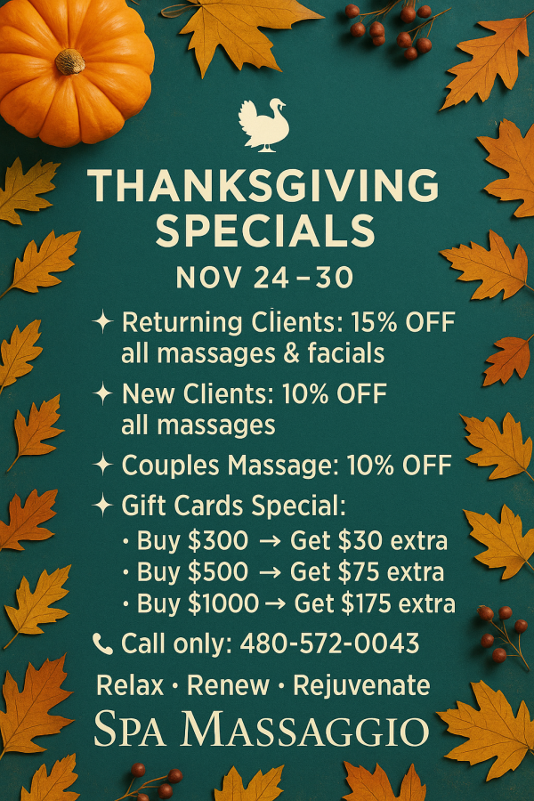 Thanksgiving at Spa Massagio